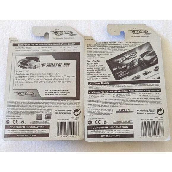 HOT WHEELS Lot of 2 - 2007/2008 New Models 07 Shelby GT500 Ferrari 250 LM NEW - Picture 4 of 4